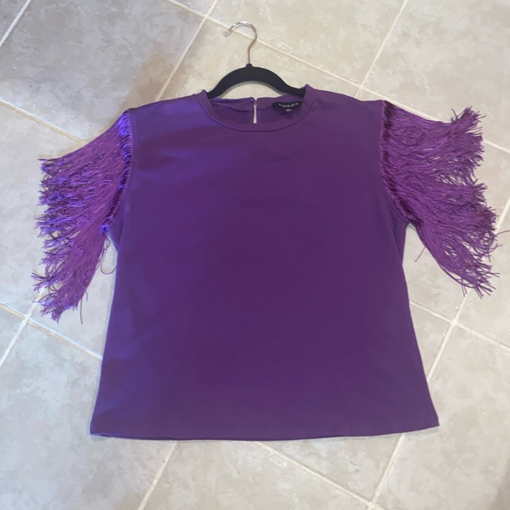 Purple Fringe Sleeve Top large